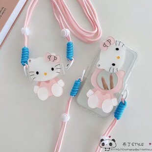 凯蒂猫OPPO reno15pro手机壳14max镜子13f/11/10/9斜a6gt挎a5pro绳find x8女10+/k12s/realme真我neo7/4se/3c