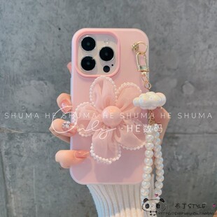 ins花朵realme15/14/13/12手机壳narzo20/n63真我n55/n53女50i/v60手链note70珍珠c33粉c35s高级c85软c75x套