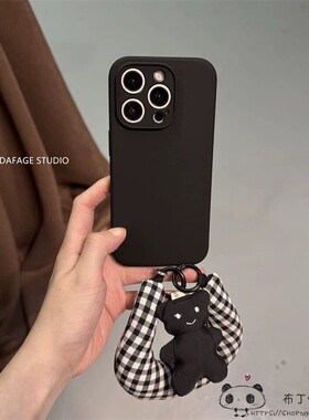 可爱小熊腕带realme15/14/13/12手机壳narzo20/n63真我n55/n53女50i/v60黑白格note70c33/c35s/c85拎c75x防摔