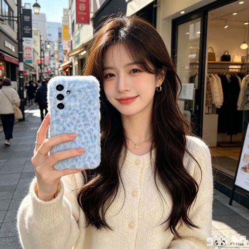 蓝色毛绒豹纹neo11秋冬iqoo15pro手机壳z10utlra爱酷9x/8/7se暖6turbo/13+/s12女vivo t4/y52s/y78v5t3/y36i