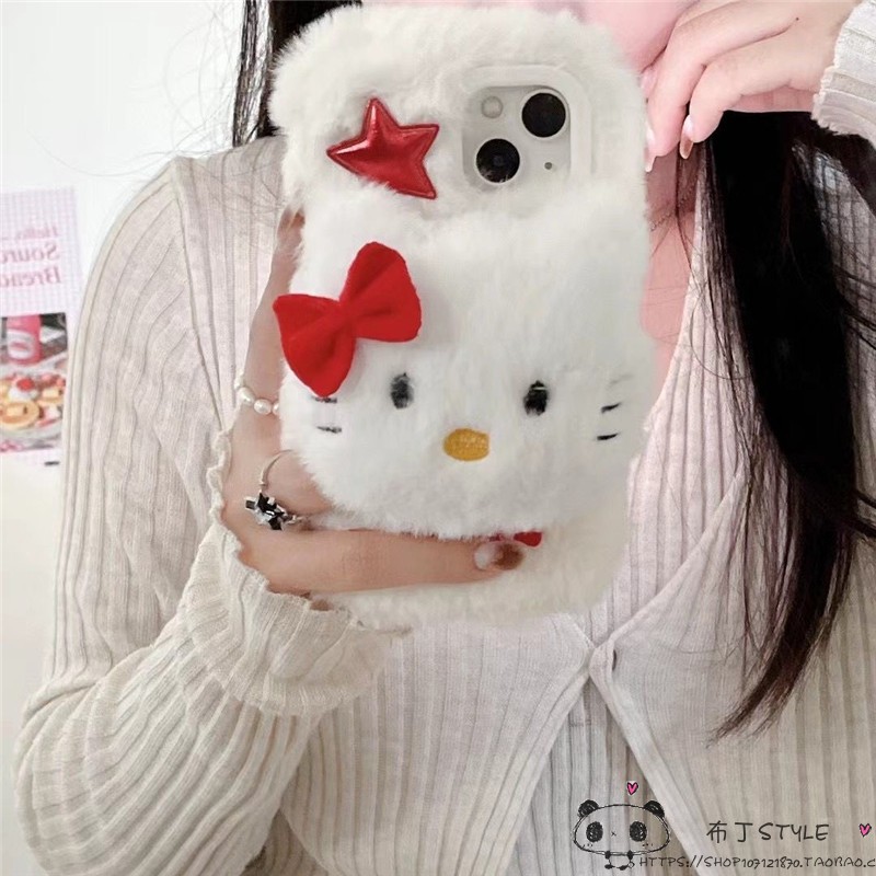 秋冬Kitty猫x40i适用华为mate60荣耀100手机壳p50e毛茸茸nova10se毛绒70/80畅享20plus麦芒11少女v30可爱8s/7
