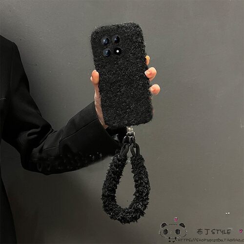 秋冬毛绒tubro4适用note15pro红米k90手机壳k80至尊k70e手环K60/50ultra毛茸茸14r13c黑色12s酷k40/5pro女11t