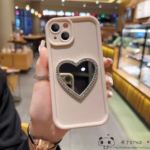 ins爱心镜子OPPO reno15pro手机壳14max潮13f白1110/9a6gt女a5pro/find x8/10+/k12s/realme真我neo7/4se/3c