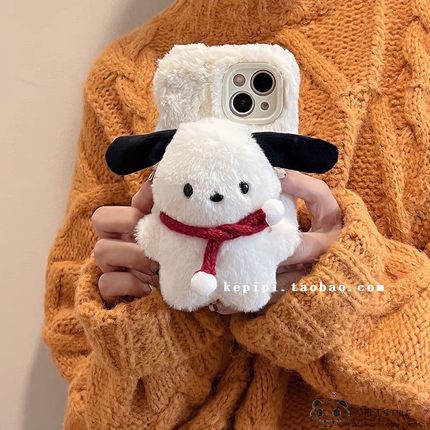 毛绒a5k9帕恰狗OPPO reno8手机壳6pro秋冬find3真我x7围巾4se网红