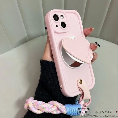 爱心镜子OPPO reno15pro手机壳14max/13/11/10/9/a6gt女a5pro/find x8/10+手绳k12s/realme真我neo7/4se套3c