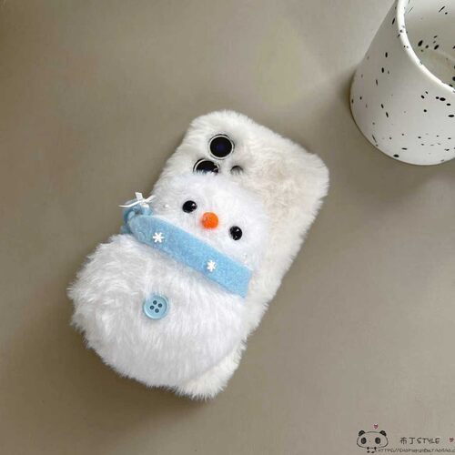 秋冬毛绒雪人适用小米17pro max手机壳15pro/14ultra/13可爱civi5/4红米note12pro暖手11r小红书turbo3/1s/2