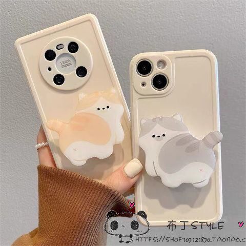 日韩可爱猫咪支架适用小米17pro max手机壳15pro女14ultra/13/civi5/4红米note12pro/11r/turbo3/1s卡通2k90