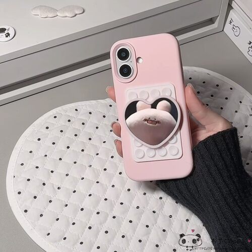 镜子ins吸盘a6/OPPO k13turbo手机壳12x爱心11网红reno10/9防摔a5pro/realme少女k11/10a92/a8套a76/a77/a57s