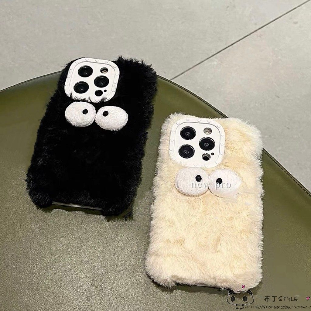 毛绒卡通煤球适用小米14手机壳note13pro秋冬civi3红米k70男12青春10lite女11/9a小红书mix4情侣k60/k50/k40s
