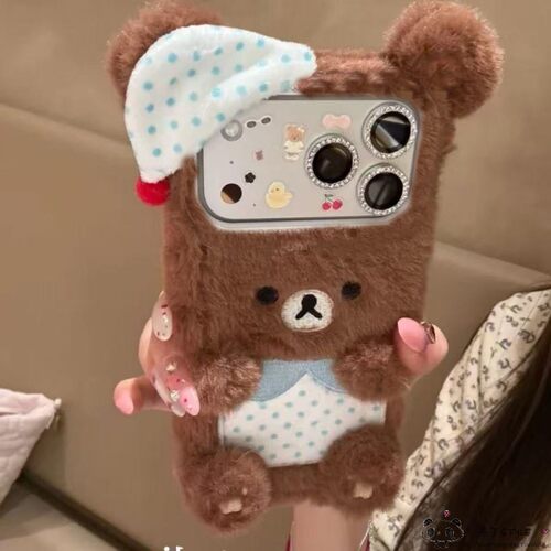 毛绒小熊a6秋冬OPPO k13turbo手机壳12x/11兔子reno10/9/a5pro毛茸茸realme/k11女10a92a8网红a76可爱77/57s