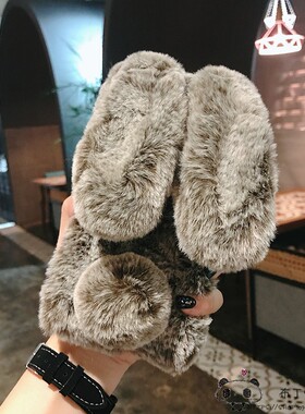 毛绒兔子OPPO find x9手机壳8ultra/7冬reno4se/k5耳朵a3/a6/2pro/1女realme15真我GT软a78+/a36可爱a96/a97