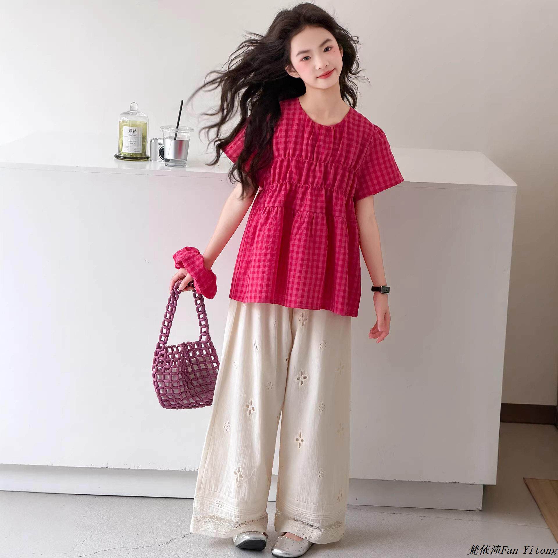 裤夏季两件套女大童儿童衫2026短袖套装腿娃娃新款女童阔洋气夏装