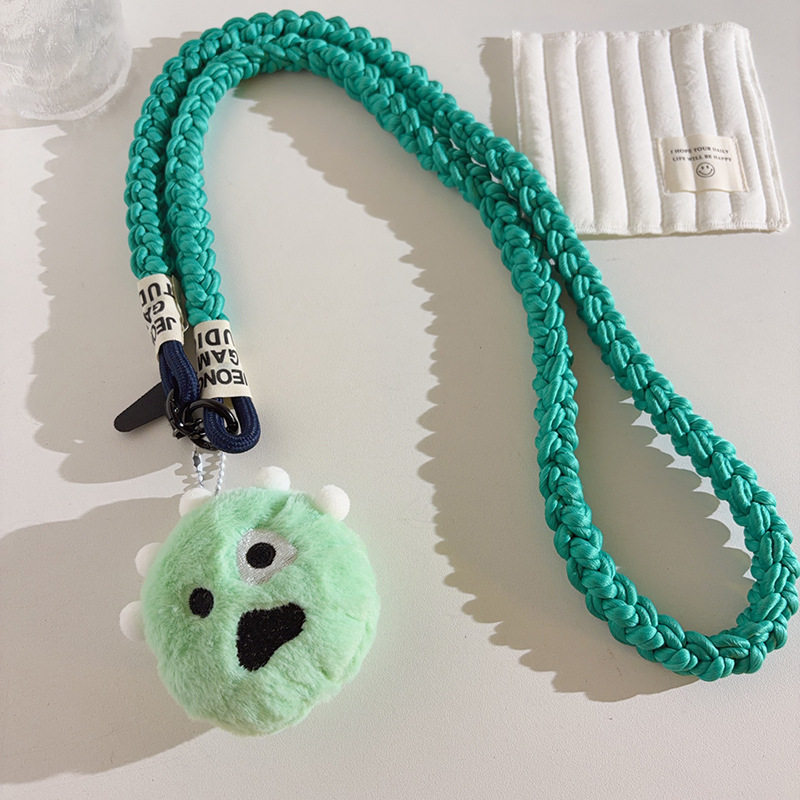 Clove 独眼怪兽手机链斜跨薄荷绿麻花辫编织挂链小包绳男女钥匙扣