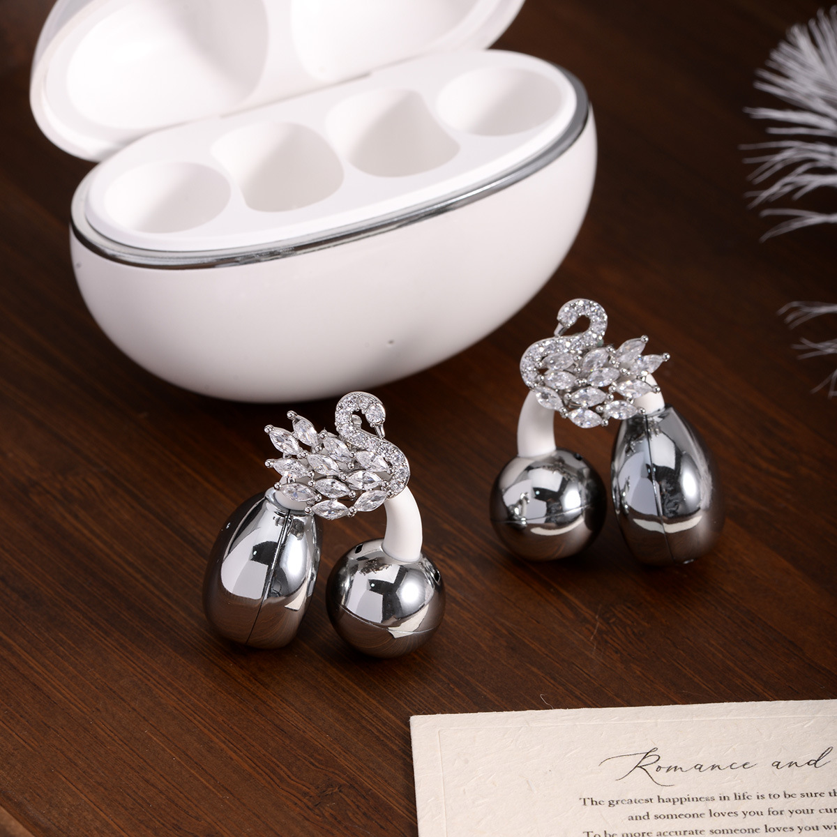 闪钻白天鹅耳机钻扣开放式耳机夹