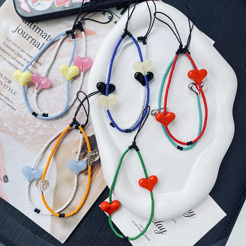 捷克玻璃米珠手机链甜美钥匙扣女