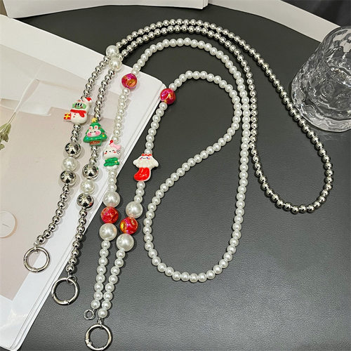 圣诞风手机链条斜跨KT猫小包挂链