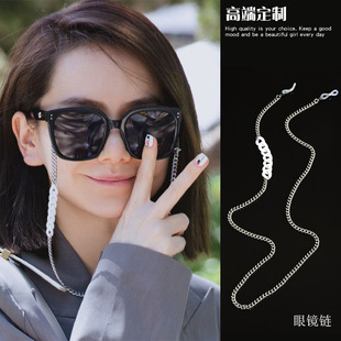 Clove 口罩链眼镜挂脖绳女戚薇同潮款银色钛钢耳机防丢墨镜链条子
