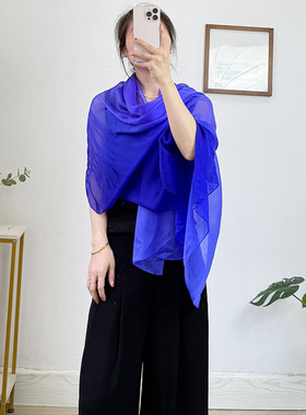 真丝丝巾渐变色长条巾女夏季薄款100桑蚕丝空调房围巾26春秋纱巾