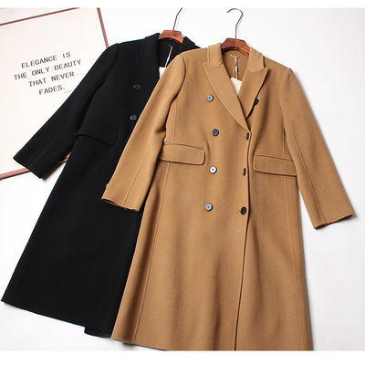 100羊毛呢子外套女正肩中长款过膝高端双面大衣女士