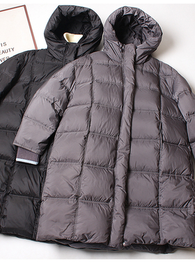 柜台1499~狠厚实90白鸭绒中长款羽绒服女 冬季加厚大被子连帽外套