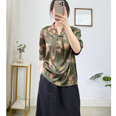 24姆米素绉缎真丝衬衫女夏