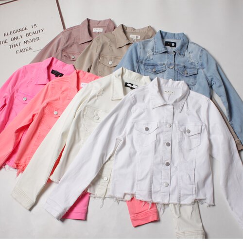 重工水洗破洞牛仔外套女