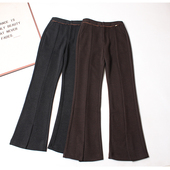 600克 子 宽松显瘦糯米休闲长裤 精致感前开叉羊毛微喇裤 女26春冬季