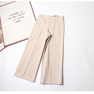 直筒西裤 女INS风宽松休闲老钱风九分裤 显瘦垂感阔腿裤 外贸出口单