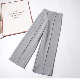 显瘦直筒休闲裤 出口单2025春秋季 高腰拖地长裤 女西裤 罗马布阔腿裤