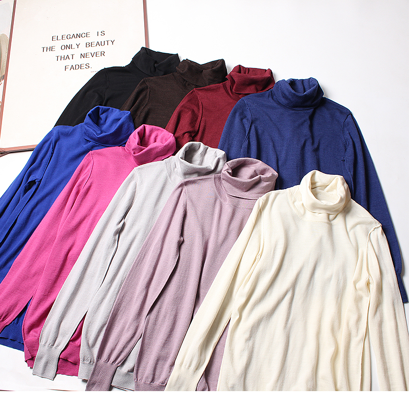 山羊绒+桑蚕丝精纺羊毛衫女冬