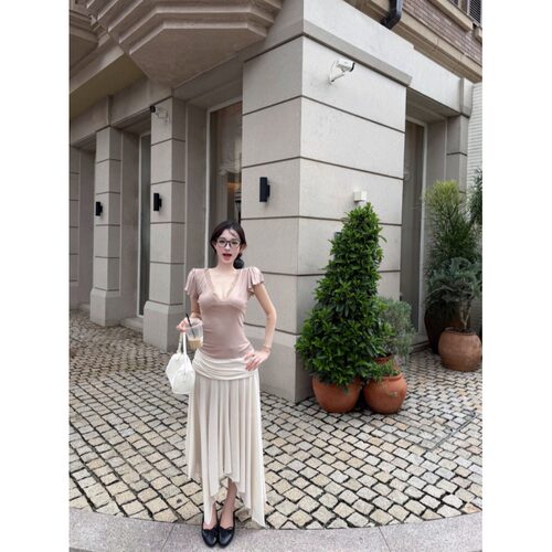 薄款微透堆堆领t恤女网红夏韩版简约无袖背心上衣修身内搭打底衫