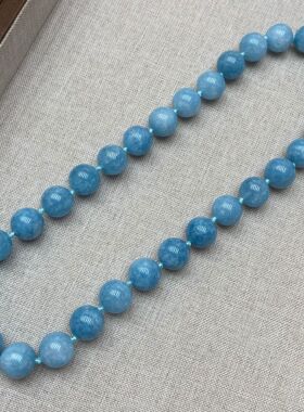 夏款冰冰凉天然石12M手工串珠蓝色项链小众颈链轻奢百搭锁骨链