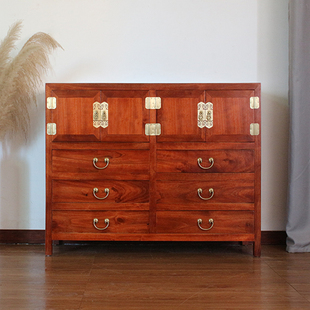 香樟木六斗柜中式收纳储物柜多功能带门斗橱整装柜子樟木实木斗柜