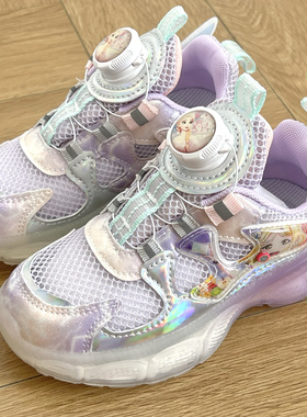 2025新款女童夏季镂空单网轻底纽扣轻便透气卡通跑鞋B708T