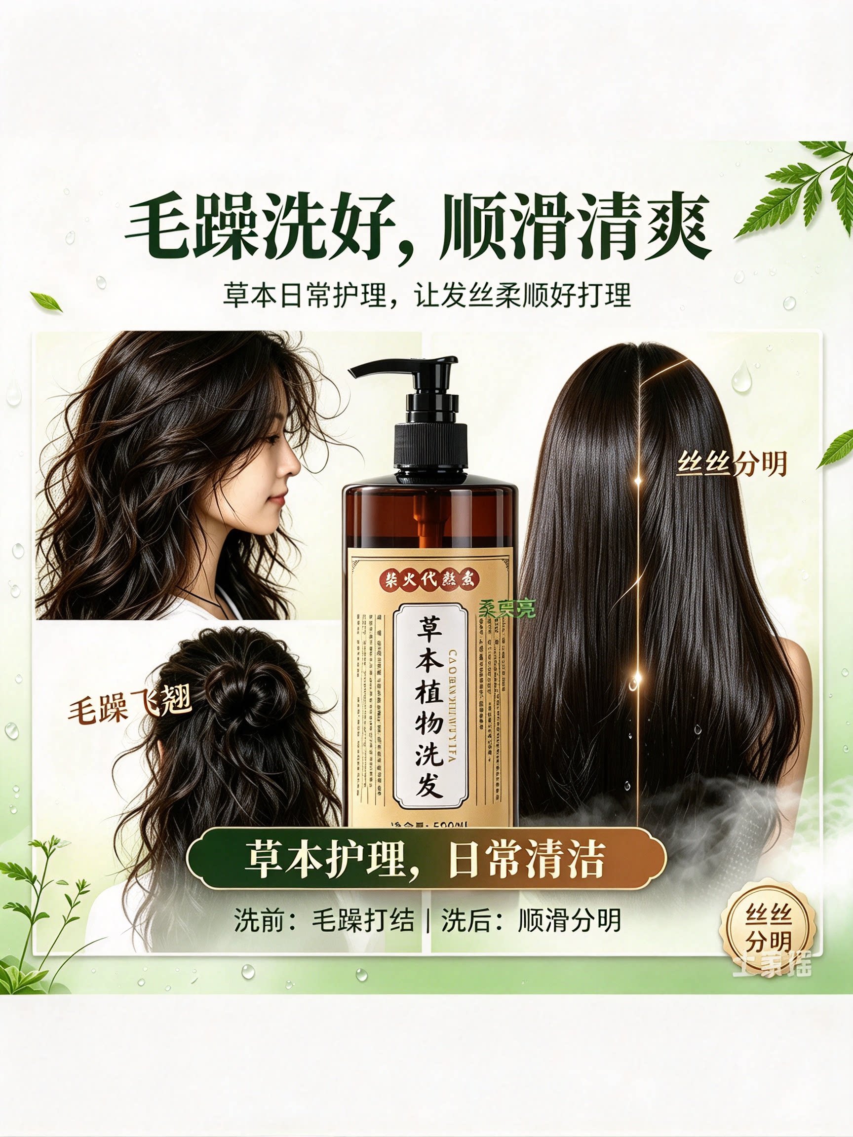 红瑶无硅油淘米水控油洗发液