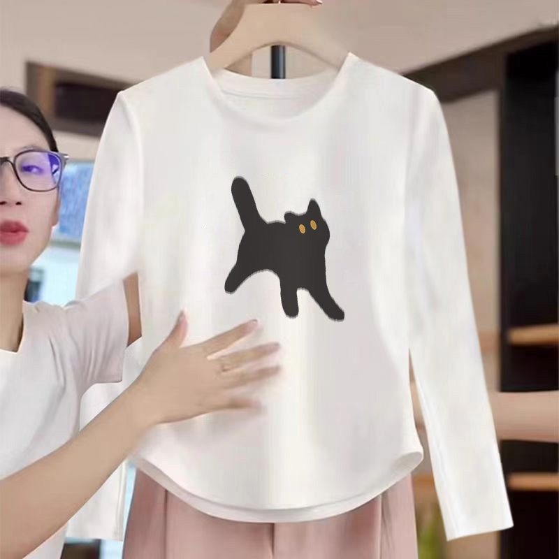 时尚印花圆领长袖T恤女设计感小众个性体恤纯色常规款基础上衣秋,女装/女士精品,T恤,淘宝优惠券,粉丝福利购,淘宝优惠卷