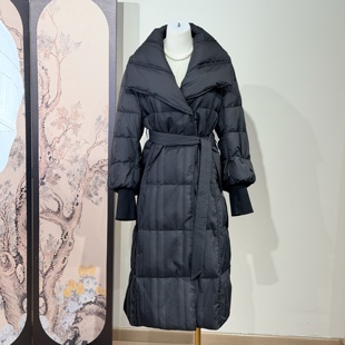 气质收腰中长款翻领羽绒服女冬季2025新款保暖90白鸭绒服磁吸外套