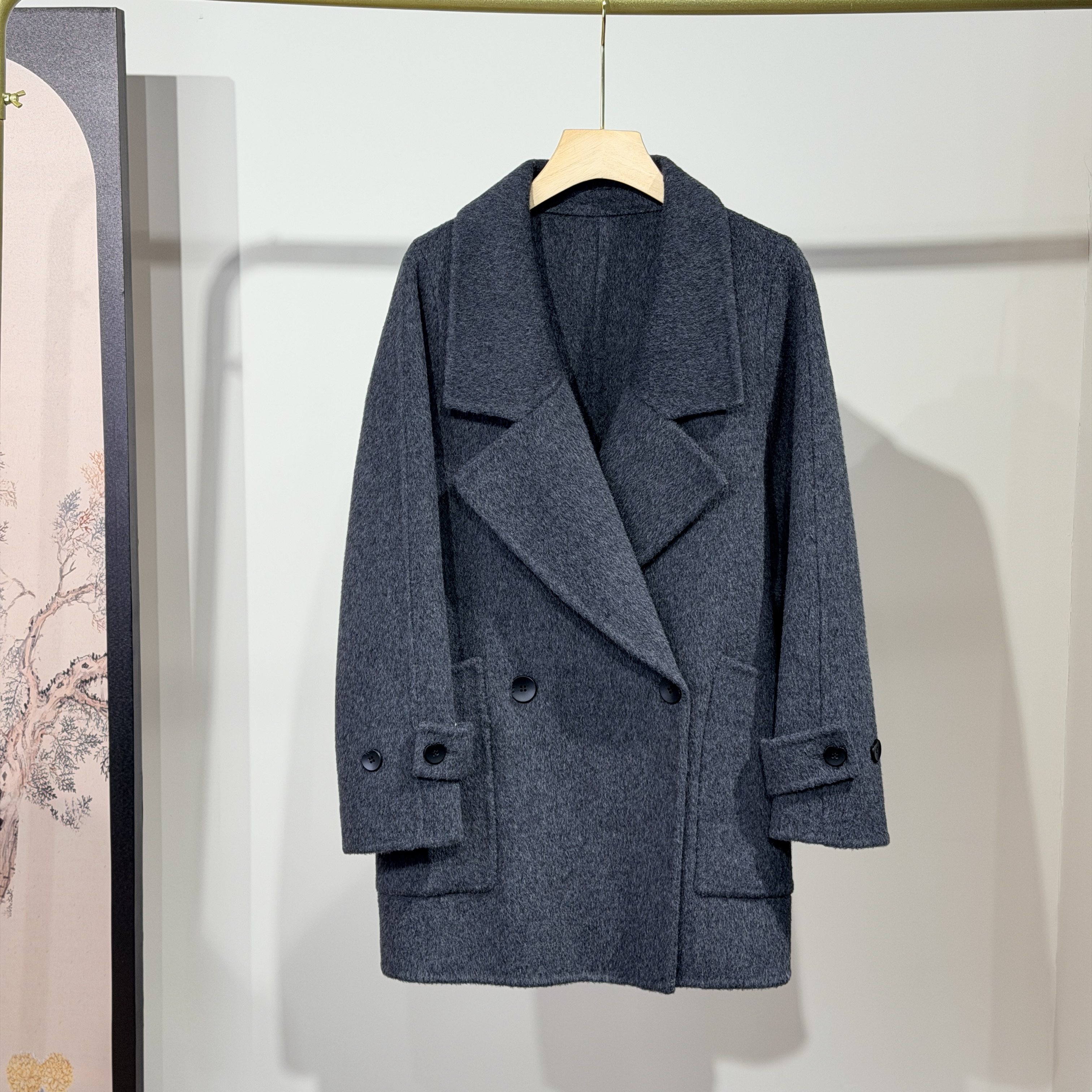 西装款毛呢外套2025冬装新款双面羊毛大衣女短款小个子宽松显瘦潮