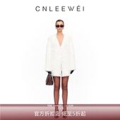 CNLEEWEI 外套 高级cleanfit白色V领水貂毛毛织开衫 2025秋季 新款