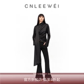 CNLEEWEI 上衣女 百搭简约醋酸缎面飘带长袖 2025年秋季 新款