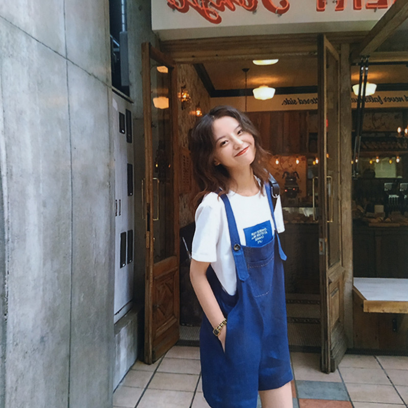 FFAN泛泛 減齡顯瘦 亞麻背帶褲女夏新款ins超火的連體褲 寬松短褲