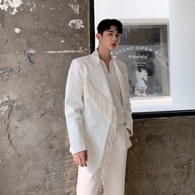 欧美定制款设计感洋气流苏翻领韩版潮流西装套装男舞台演出服外套