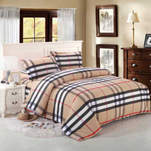 全棉加厚无拼接件套1.8床2米单被罩双人床上用品纯色格子被套居家