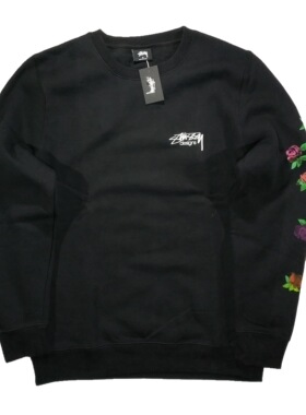 STUSSY ROSES CREWNECK SWEATSHIRT 袖子 玫瑰 基础 黑色套头卫衣