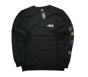 STUSSY ROSES CREWNECK SWEATSHIRT 袖子 玫瑰 基础 黑色套头卫衣