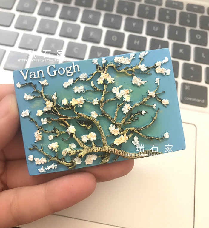 海外版梵高名画 杏花树脂冰箱贴 海上帆船 满58包邮收藏级