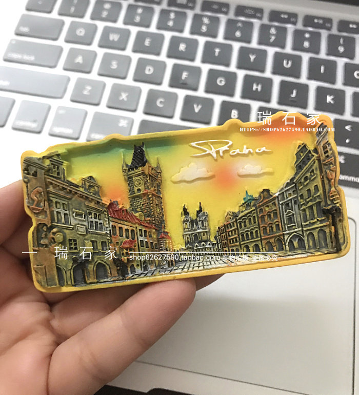 捷克旅行纪念品浪漫黄昏布拉格广场树脂冰箱贴praha回国礼品复古