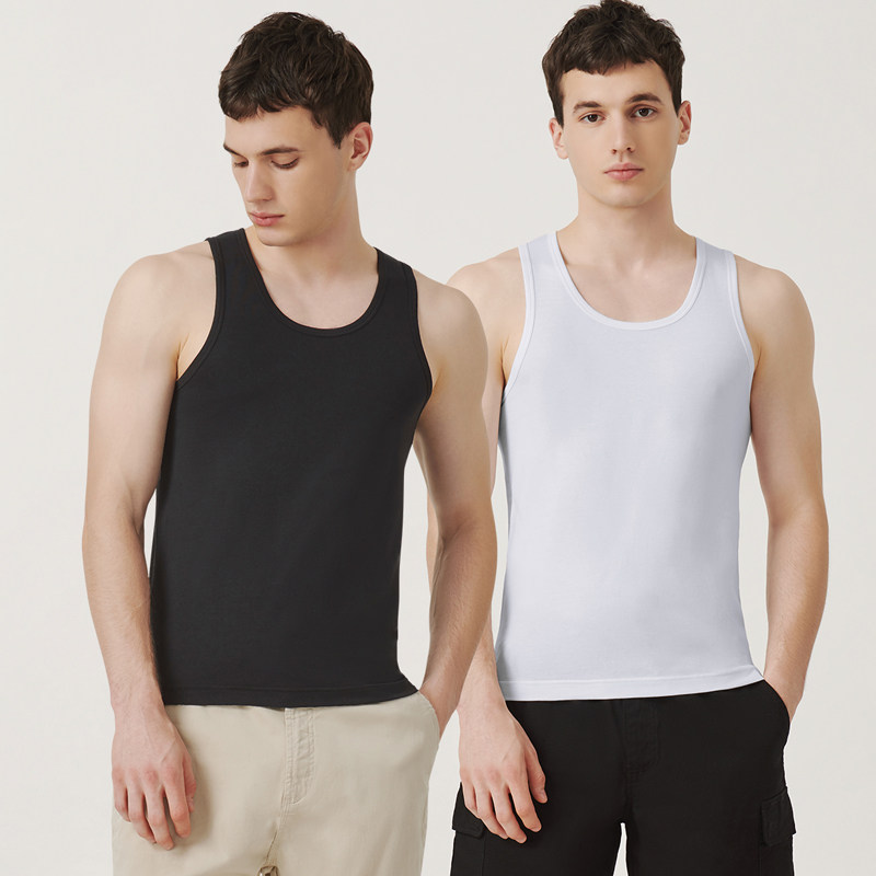 三枪背心男夏季薄款弹力纯棉打底内穿运动紧身透气无袖健身潮跑步