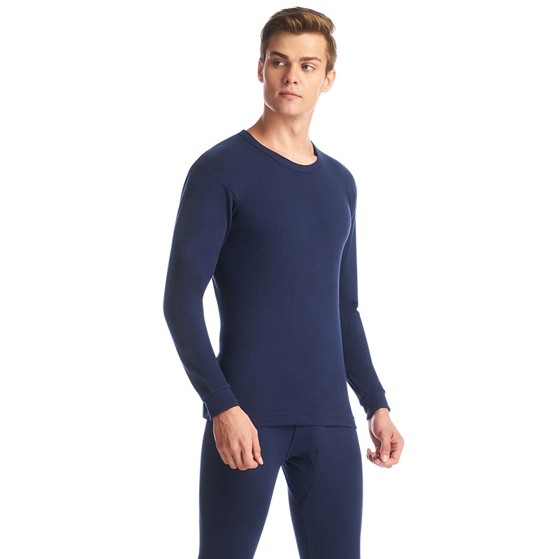 三枪秋衣秋裤男秋冬新疆棉纯棉长袖长裤圆领全棉中年保暖内衣套装