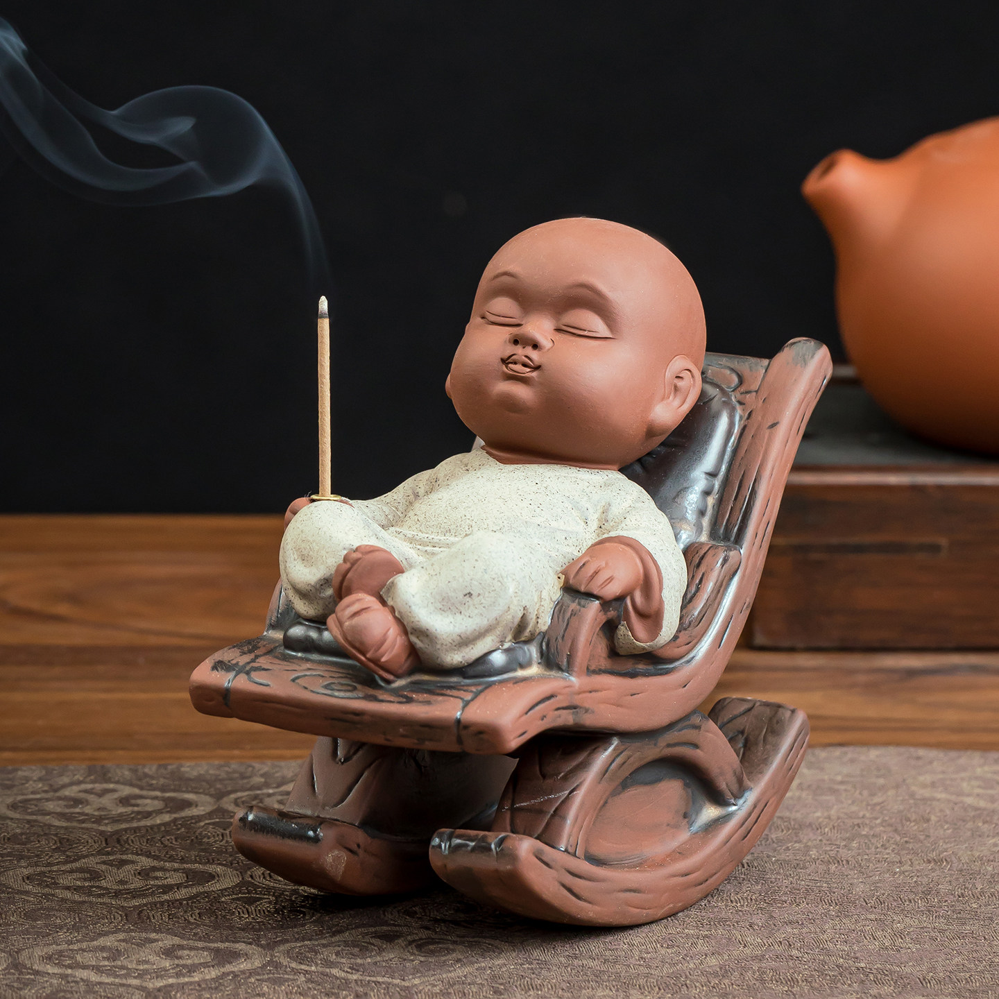摇摇椅小和尚陶瓷线香炉香插香座禅意茶室香薰炉摆件插香器工艺品,餐饮具,茶道/香炉,淘宝优惠券,粉丝福利购,淘宝优惠卷